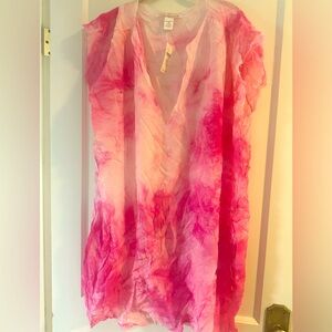 Anthropologie Pink Tie-Dye Swim Coverup